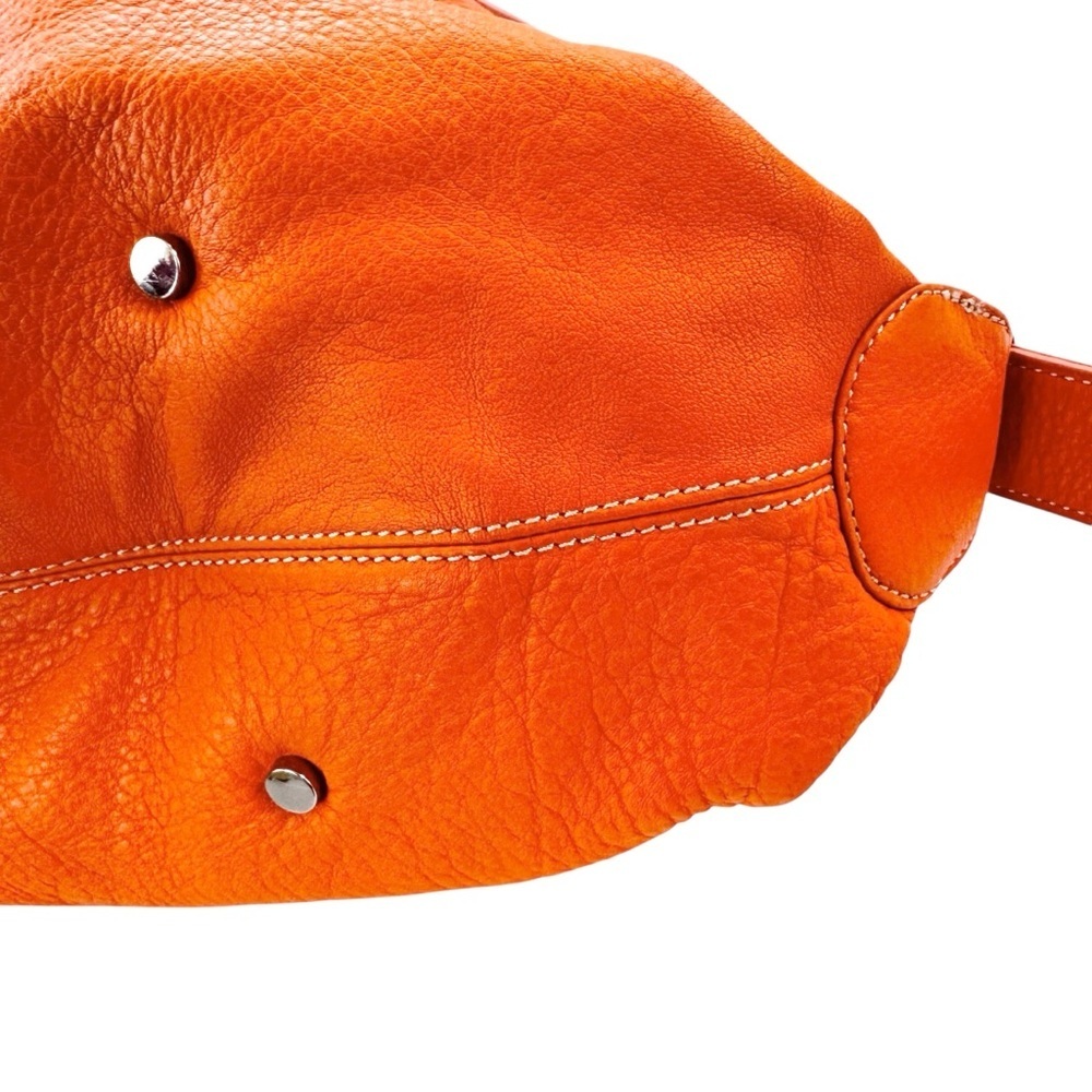 Barr + Barr Leather Large Orange Pebbled Slouchy Crossbody Satchel Bag Tote - Picture 7 of 16